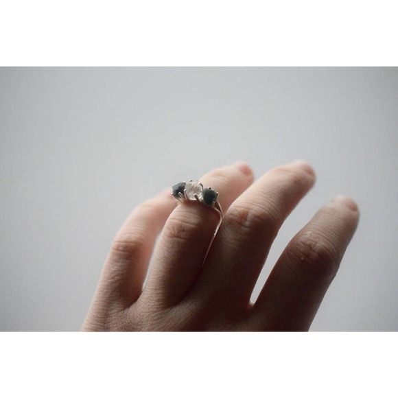 Boho Ring Raw Diamond Engagement Ring Rough Diamond Wedding Band Unique … - Picture 10 of 10